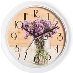 Relógio Parede 28cm Silencioso Branco Flores Herweg 660055S