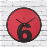 Relógio Parede Sala Madeira Básico 6 Cor Vermelho 30x30x2cm