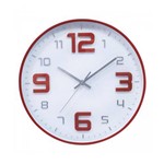 Relógio Parede Vermelho Arredondado 30x30cm