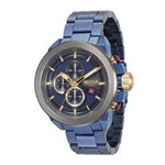 Relógio Seculus Masculino Aço Azul 13020gpsvqa1