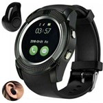 Relógio Smartwatch V8 Inteligente Gear Chip Celular Touch + Mini Fone de Ouvido Bluetooth
