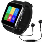 Relógio Smartwatch X6 Inteligente Gear Chip Celular Touch + Fone de Ouvido Bluetooth - Preto