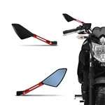 Retrovisor Moto Esportivo 4 Pontas Modelo Koso Rizoma Aluminio Vermelho Espelho Azul Universal Par