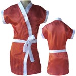 Robe Cetim Infantil Feminino Roupão Estampado Vermelho Bolinha Branca Modelo 404
