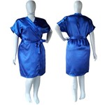 Robe de Cetim Feminino Plus Size Azul Royal