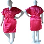 Robe de Cetim Feminino Plus Size Rosa Pink