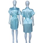 Robe de Cetim Feminino Roupão Madrinha Noiva Acetinado Azul Bebê Ref 401 Superintima