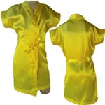 Robe Infantil Feminino Roupão Hooby de Cetim Noiva Casamento Cor Amarelo
