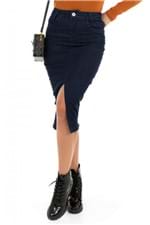 Saia Jeans Midi com Fenda Frontal CL0595 - Kam Bess