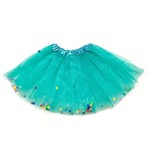 Saia Tutu Infantil Tiffany com Pompom Colorido 30cm