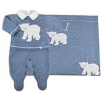 Saída de Maternidade Macacão Urso Polar - Jeans - Petit Mouton-P