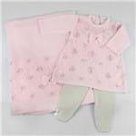 Saída de Maternidade Vestido Renda Rosas - Rosa - Petit Mouton-P