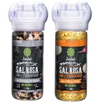 Sal Rosa e Pimenta do Reino 65g + Sal Rosa, Alho e Cebola com Moedor 65g - Kit 2 Moedores - Jumbai