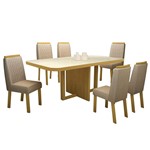 Sala de Jantar Fiord 180 Cm com 6 Cadeiras Noce - Veludo Luxo