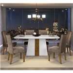 Sala de Jantar Mesa Itália 170cm e 6 Cadeiras Golden Branco/demolição/marrom - Dj Móveis