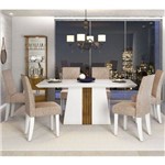 Sala de Jantar Mesa Itália 170cm e 6 Cadeiras Olimpia Branco/demolição/bege - Dj Móveis