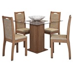 Sala de Jantar Sophia 100cm com 4 Cadeiras Savana - Sued Marfim