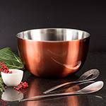 Saladeira Copper em Aço Inox com 2 Talheres de Servir - La Cuisine