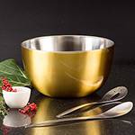 Saladeira Gold em Aço Inox com 2 Talheres de Servir - La Cuisine