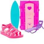 Sandália Infantil Grendene Kids Barbie Dreamhouse Pink + Brinde Casa de Praia