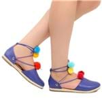 Sandália Zariff Shoes Espadrille Pompom Azul