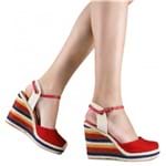 Sandália Zariff Shoes Plataforma Corda Vermelho
