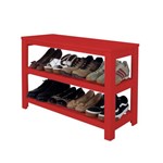 Sapateira Banco de Piso para Closets e Quartos 8 Pares Sapatos - Vermelho Laca
