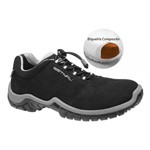 Sapato de Segurança EN1002 3S2 com Bico Composite em Microfibra Cor Preta e Cinza Estival CA 33944