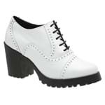 Sapato Feminino Oxford Branco em Couro Salto Tratorado 19000