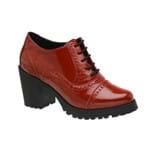 Sapato Feminino Oxford Vermelho em Couro Salto Tratorado 19000