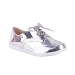 Sapato Molekinha Oxford Metalizado Prata 32