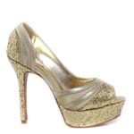 Sapato Zariff Shoes Peep Toe Glitter Dourado