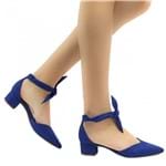 Sapato Zariff Shoes Scarpin Lace Up em Suede Azul