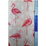 Sarja Estampada Flamingos Rosas Fundo Bege