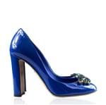 Scarpin Dolce & Gabbana Verniz Azul Bic Pedrarias