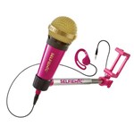 Selfie Microfone Rosa e Dourado - Estrela
