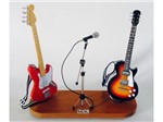 Set Miniatura de Baixo Elétrico Jass Bass (Vermelho) + Microfone + Guitarra Les Paul (Sun Burst) - 1:4 - TudoMini 1410148