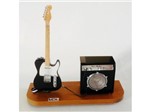 Set Miniatura de Guitarra Telecaster + Amplificador (Preta) - 1:4 - TudoMini 1410140