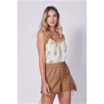 Short Couro Faux Franja Toffee - P