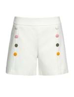 Shorts Botão Colorido de Algodão Off White Tamanho M