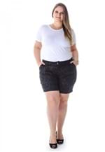 Shorts Feminino de Sarja Estampado com Elastano Plus Size