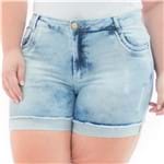 Shorts Feminino Jeans Cintura Alta com Lycra Plus Size
