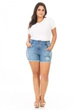 Shorts Feminino Jeans com Zíper Plus Size