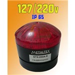 Sinalizador 76mm Luz Xenon 110/220v STX-230A-R Indicador Pulsante IP65 Vermelho Metaltex