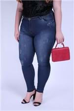 Skinny Barra Desfeita Plus Size Jeans Blue 50
