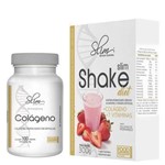 Slim Shake Diet - 300g Morango + Colágeno - 100 Cápsulas - Slim Weight Control