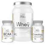 Slim Whey 900g Baunilha + Creatina Pura 100g + BCAA 60 Cápsulas - Slim Weight Control