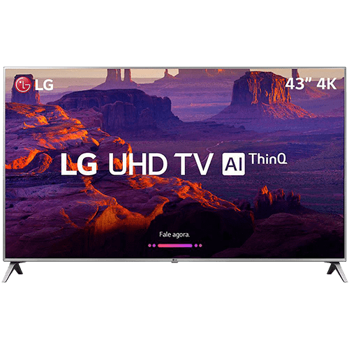 Smart TV LED 43" LG 43UK6510 Ultra HD 4k com Conversor Digital 4 HDMI 2 USB Wi-Fi Thinq Ai Dts Virtual X 60Hz Inteligencia Artificial - Prata