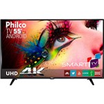 Smart TV LED 55" Philco PH55E61DSGWA Ultra HD 4k com Conversor Digital 3 HDMI 2 USB Wi-Fi Closed Caption 60Hz Preta