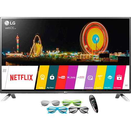 Smart TV LED 3D 55" LG Cinema 55LF6500 Full HD com Conversor Digital 3 HDMI 3 USB Wi-Fi + 4 Óculos 3D
